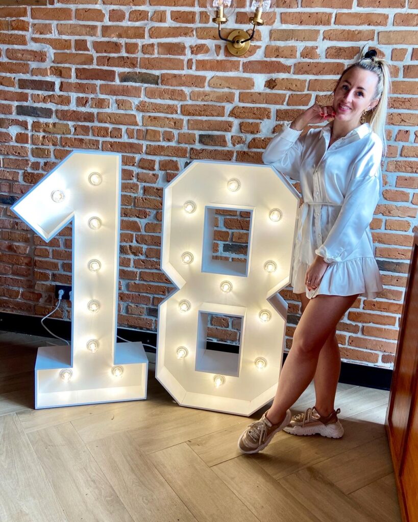 Cyfra podświetlana "18" led 120 cm wynajem